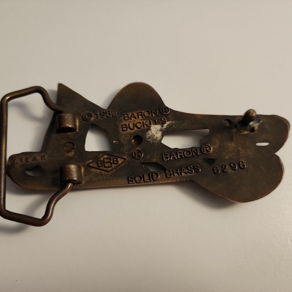 VINTAGE 1982 TROMBONE & MUSICAL NOTE BELT BUCKLE BY BARON BUCKLES, SOLID BRASS - Picture 5 of 7